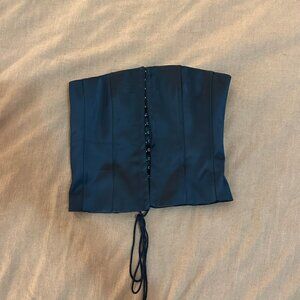 Danielle Guizio Strapless Satin Corset - Black